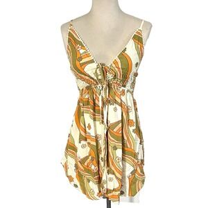 Wild Fable Babydoll Dress XS Festival Summer Beachy Retro 70s Boho Groovy Deep V